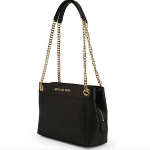 Michael Kors Messengee Jet Set Sm Chain Leather black Tote